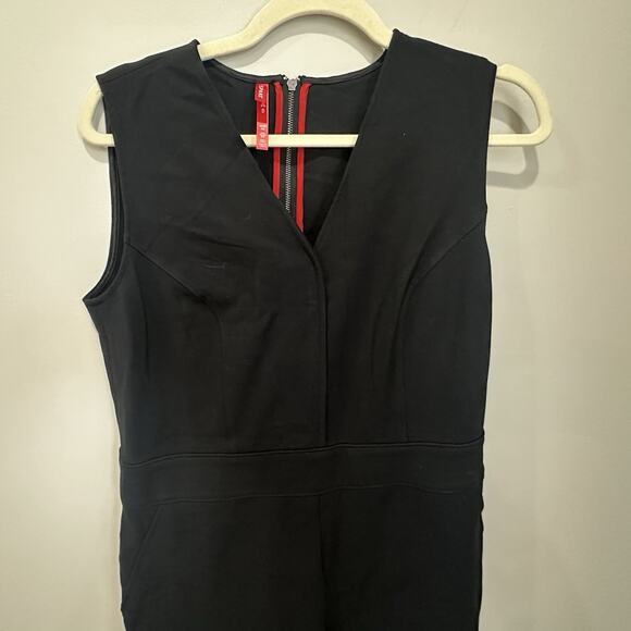 Spanx The Perfect Jumpsuit Women’s Med Black Ponte Sleeveless Flared Leg Stretch - Picture 4 of 6